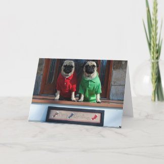 Pug Kerstkaart Feestdagen Kaart