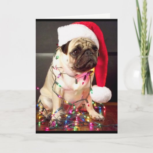 Pug-kerstkaart Feestdagen Kaart (Voorkant)