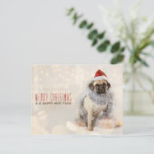 Pug Kerstkaart Feestdagenkaart (Staand voorkant)