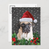 Pug-kerstkaart Feestdagenkaart (Voorkant / Achterkant)