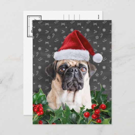 Pug-kerstkaart Feestdagenkaart (Voorkant / Achterkant)