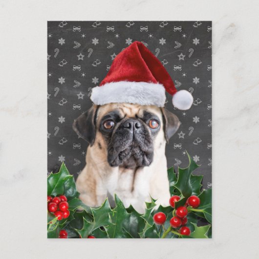 Pug-kerstkaart Feestdagenkaart (Voorkant)