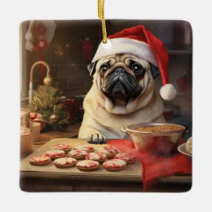 Pug Kerstkoekjes Feestelijke vakantie Keramisch Ornament