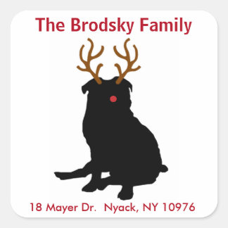 Pug Kerstmis Adres Label Sticker