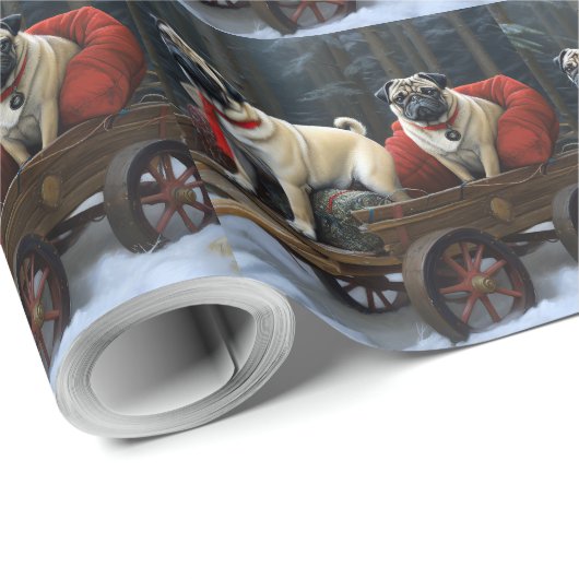 Pug Kerstmis Feestelijk Seizoen Cadeaupapier (Rol Hoek)