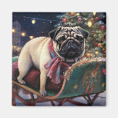 Pug Kerstmis Feestelijk Seizoen Magneet (Voorkant)