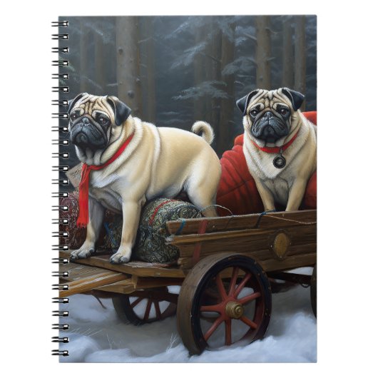 Pug Kerstmis Feestelijk Seizoen Notitieboek (Voorkant)