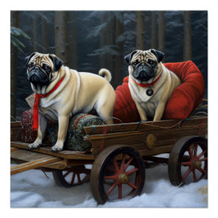 Pug Kerstmis Feestelijk Seizoen Perfect Poster