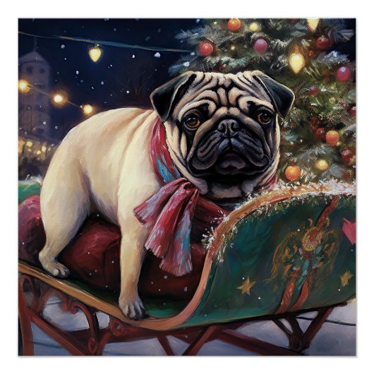 Pug Kerstmis Feestelijk Seizoen Perfect Poster (Voorkant)