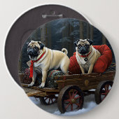 Pug Kerstmis Feestelijk Seizoen Ronde Button 6,0 Cm (Voorkant /achterkant)