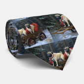Pug Kerstmis Feestelijk Seizoen Stropdas (Opgerold)
