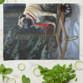 Pug Kerstmis Feestelijk Seizoen Theedoek (Gevouwen)