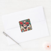 Pug Kerstmis Vierkante Sticker (Envelop)