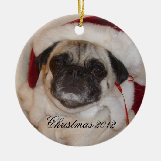 Pug-kerstversiering Keramisch Ornament (Voorkant)