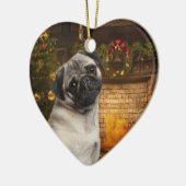 Pug-kerstversiering Keramisch Ornament (Links)