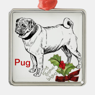 Pug-kerstversiering Metalen Ornament