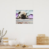 Pug kijkt onschuldig poster (Keuken)