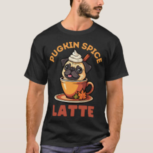 Pug kin Pumpkin Latte, Grappige Herfst, Mopshond, T-shirt