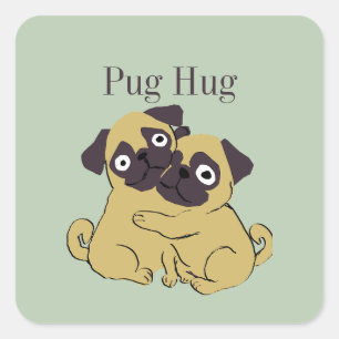 Pug knuffel vierkante sticker
