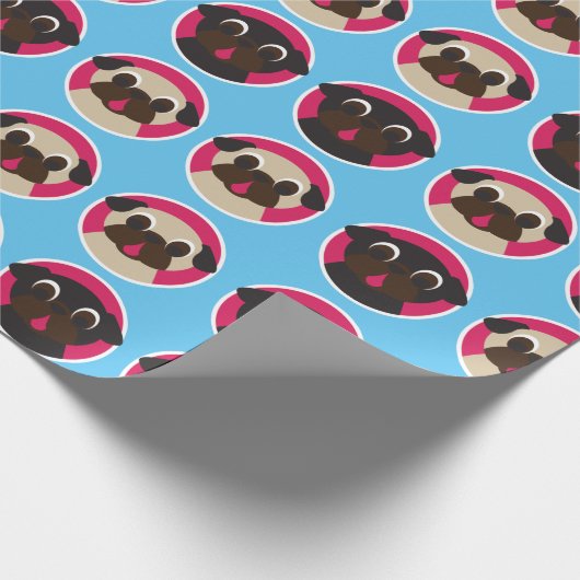 Pug-koppen met opvulpapier - groot cadeaupapier (Hoek)