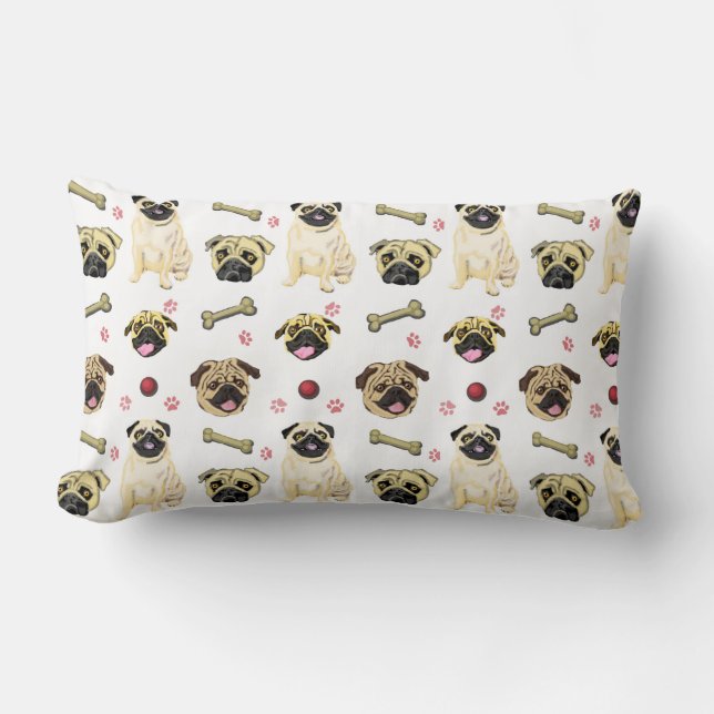 Pug Kussen Wit (Voorkant)