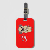 PUG LADY - Rood Bagagelabel (Voorkant (verticaal))