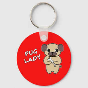 PUG LADY - Rood Sleutelhanger