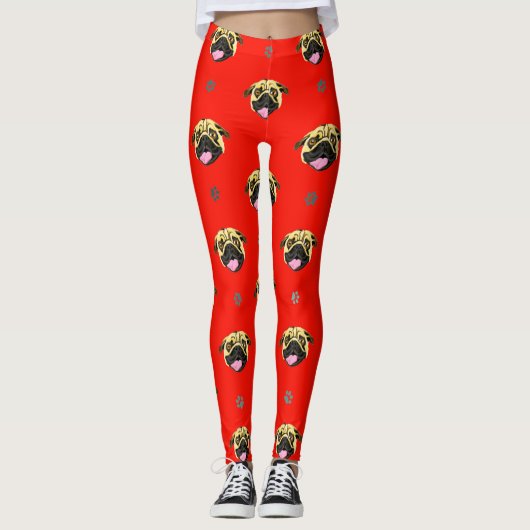 Pug Leggings Rouge (Devant)