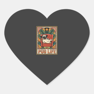 Pug Leven Retro Volkskunst Hond Hart Sticker