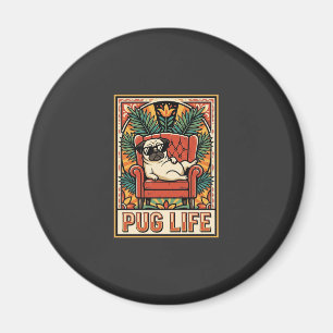 Pug Leven Retro Volkskunst Hond Magneet