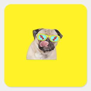 Pug liefhebbende brandkraan vierkante sticker