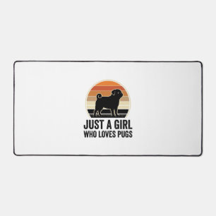 Pug Liefhebber Vintage Alleen Een Meisje Hond Shir Bureaumat