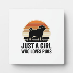 Pug Liefhebber Vintage Alleen Een Meisje Hond Shir Fotoplaat