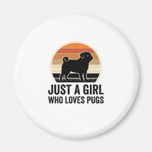 Pug Liefhebber Vintage Alleen Een Meisje Hond Shir Magneet
