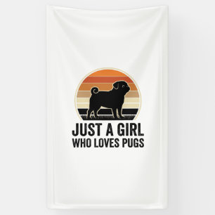 Pug Liefhebber Vintage Alleen Een Meisje Hond Shir Spandoek
