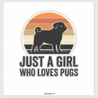 Pug Liefhebber Vintage Alleen Een Meisje Hond Shir Sticker
