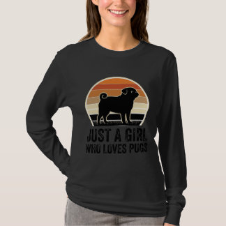 Pug Liefhebber Vintage Alleen Een Meisje Hond Shir T-shirt