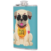 Pug Life aangepaste naam & kleur kolf Heupfles (Links)