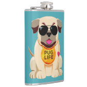 Pug Life aangepaste naam & kleur kolf Heupfles (Rechts)