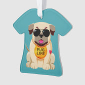 Pug Life aangepaste tekst ornament (voorkant)