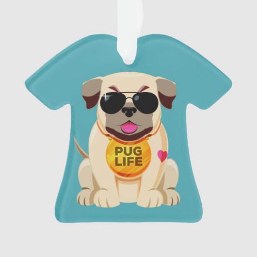 Pug Life aangepaste tekst ornament (voorkant)