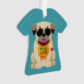 Pug Life aangepaste tekst ornament (voorkant)