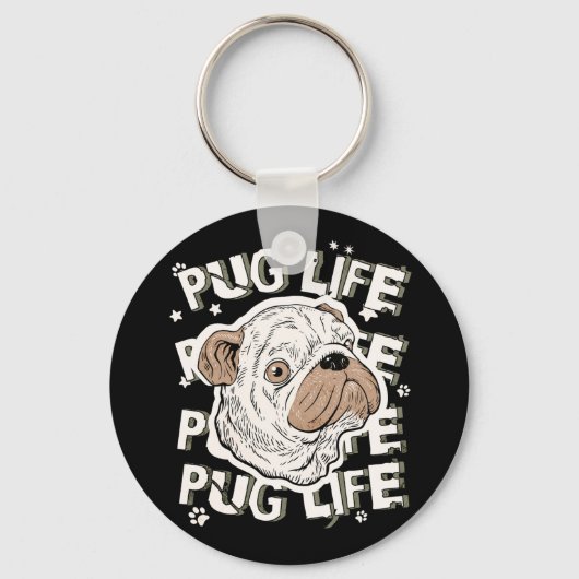 Pug Life Animal Dog Sleutelhanger (Voorkant)