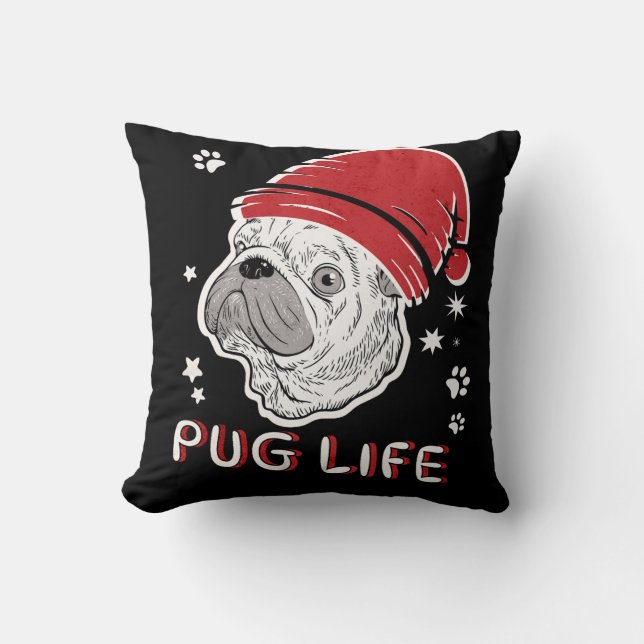 Pug Life Animal Kerstmis Kussen (Voorkant)