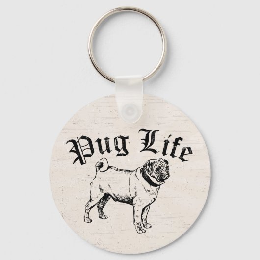 Pug Life Funny Dog Gangster Sleutelhanger (Voorkant)