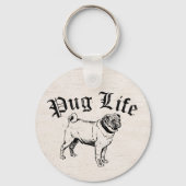 Pug Life Funny Dog Gangster Sleutelhanger (Achterkant)