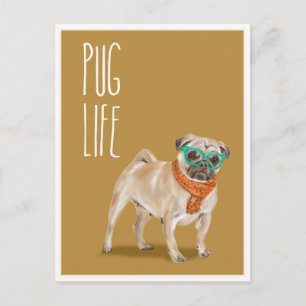 Pug Life Funny Dog Word Pun Briefkaart
