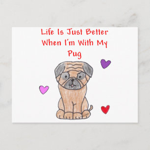 Pug Life is alleen maar beter Briefkaart
