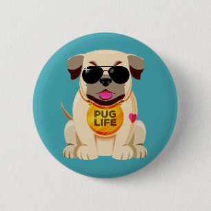 Pug Life-knop Ronde Button 5,7 Cm