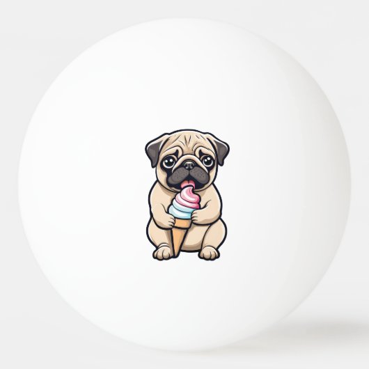 Pug likken ijs pingpongballen (Voorkant)